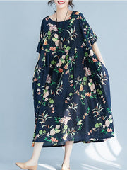 Fresh floral Printed Loose Midi Dress