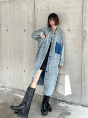 Loose Denim H-Line Long Sleeve Dress