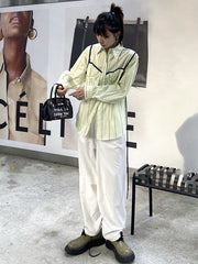 Loose Striped Lapel Collar Long Sleeve Shirt