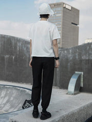 Black Split-Side Casual Ninth Pants