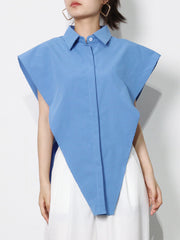 Irregular Solid Color Single-Breasted Lapel Shirt