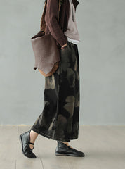 Retro Loose Denim Print Wide-Leg Pants
