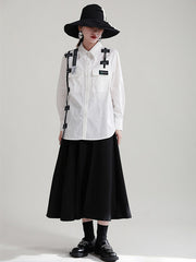 Original Design Lace-Up Splicing Shirt