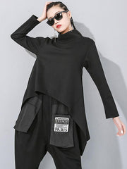 Black Turtleneck Cropped Sweatshirt