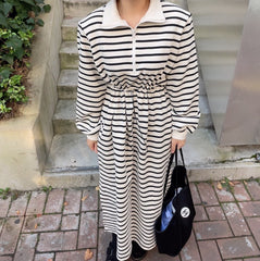 Stylish Striped Casual Hoodie Dress