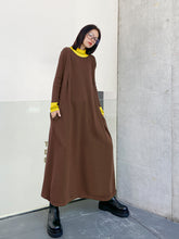 Women Color Matching Long Sleeve Knitted Dress