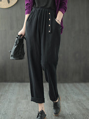 Casual Solid Empire Capri-Pants Bottoms