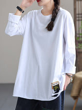 Vintage Embroidered Solid Color T-Shirt