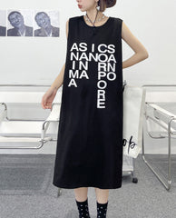Round Neck Letter Printed Vest Maxi Dress