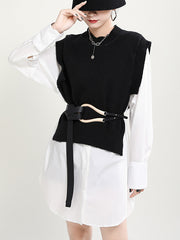 Women Casual Stitching Shirt Dress