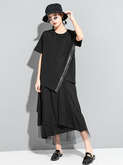 Original Asymmetric Zipper T-Shirts Tops