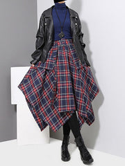 Casual Empire Belt Plaid Cropped Skirt