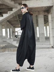 Women Round Neck Solid Color One Piece Casual Pants