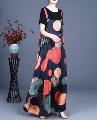 Loose Thin Printed Irregular Sling Dress
