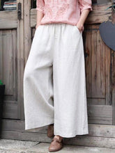 Vintage Linen Leisure Solid Wide-Leg Pants