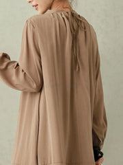 Loose Solid Color Long Sleeve A-Line Maxi Dress