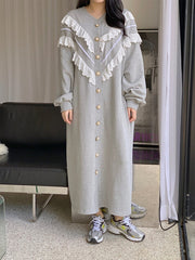 Casual Lace Embellished Hoodie Dress