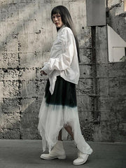 Solid Color Cropped Pleated Loose Shirt