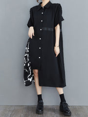 Stitching Irregular Puff Sleeve Loose Dress