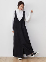 Casual And Versatile Classic Pocket Strap Skirt