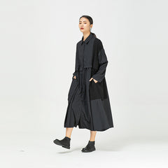 Women Stripe Stitching Irregular Dress