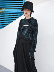 Women Hollow Printed Long Sleeve T-Shirt