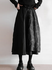 Double Layered Elasticity Jacquard Pure Color Split-Joint A-Line Roomy Skirts Bottoms