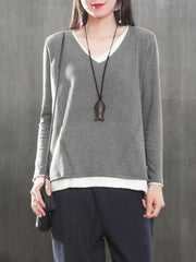 5Color Comfortable Cotton Split-Joint Tops