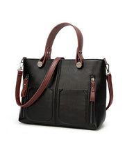 Solid Zipper Tote Bag