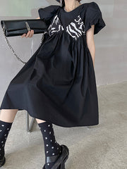 Summer Round Neck Printed Split-Joint Midi Dress