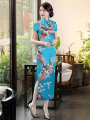 Floral Printed Split-Side Long Cheongsams