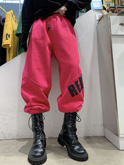 Winter New Large Size Beamed Color Harem Pants Plus Velvet Thickened Trousers