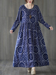 Vintage Ethnic Printed Maxi Dress