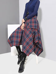 Casual Empire Belt Plaid Cropped Skirt