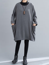 Women High Neck Simple Loose Dress