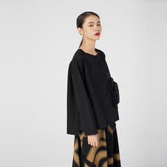 Three-Dimensional Bud Design Solid Sweatshirt