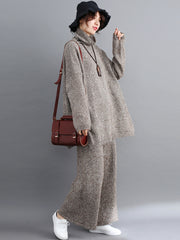 Loose Top Wide Leg Pants Casual Two-Piece Suit