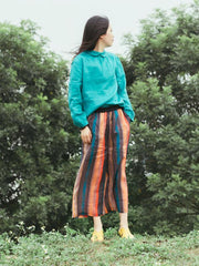 Loose Stripe Ramie Cotton Pants