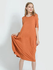 Comfortable Solid Short Sleeves Pajama Dress