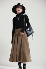 Original Design Solid A-Line High-Waist Skirt