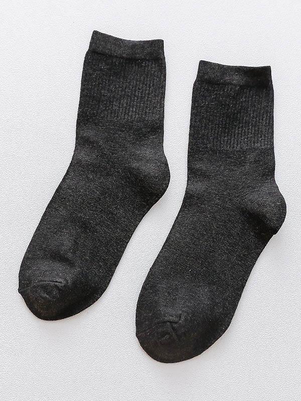 Solid Color Breathable Cotton Socks