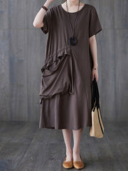 Short Sleeves Round Neck Lace Maxi Dress