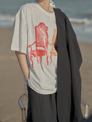 Women Casual Loose Print Short Sleeve T-Shirt