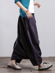 Loose Purple Split-joint Harem Pants
