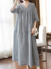 Original Black&White Plaid V-Neck Dress