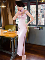Elegant Custom Fit Embroidered Long Cheongsam