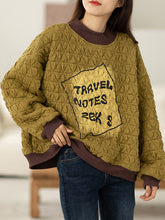 Pullover Letters Printed Bubble Ringer Sweatshirt