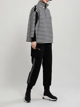 Women Loose Striped Zipper Sweatshirt