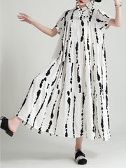 Round Neck Print Short Sleeve Loose Casual Dress