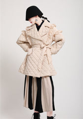 Women Retro Solid Color Lapel Casual Coat